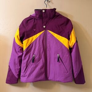 Obermeyer Tabor Winter Ski Jacket Teens Large 14-16 Purple Yellow